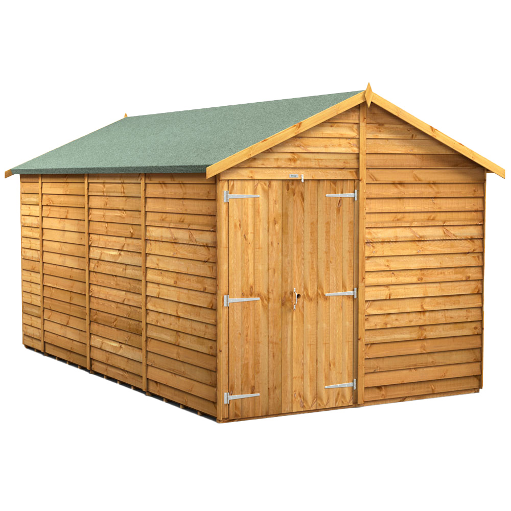 Power 14 x 8ft Overlap Apex Windowless Double Door Garden Shed Image 1