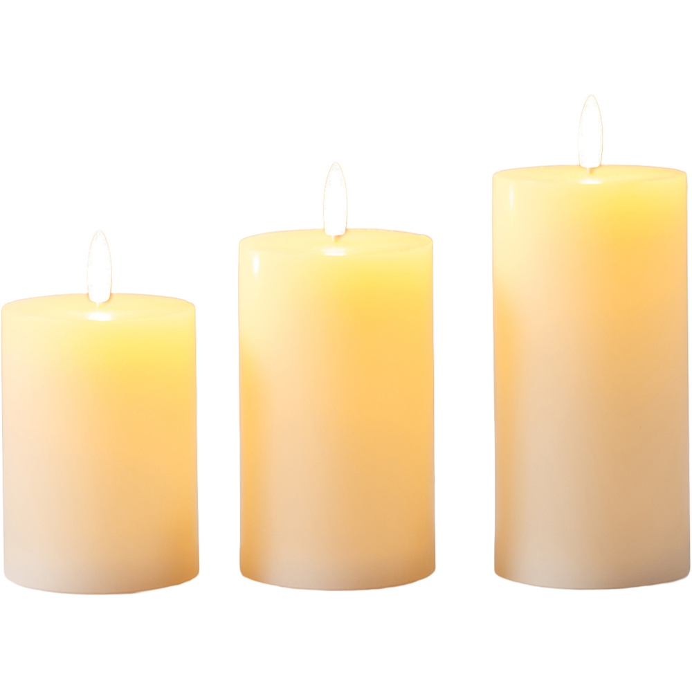 Set of 3 Rechargeable LED Candles Ivory Image 1