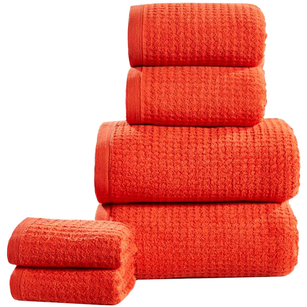 Rapport Home Waffle Red Textured Hand Towel Image 1