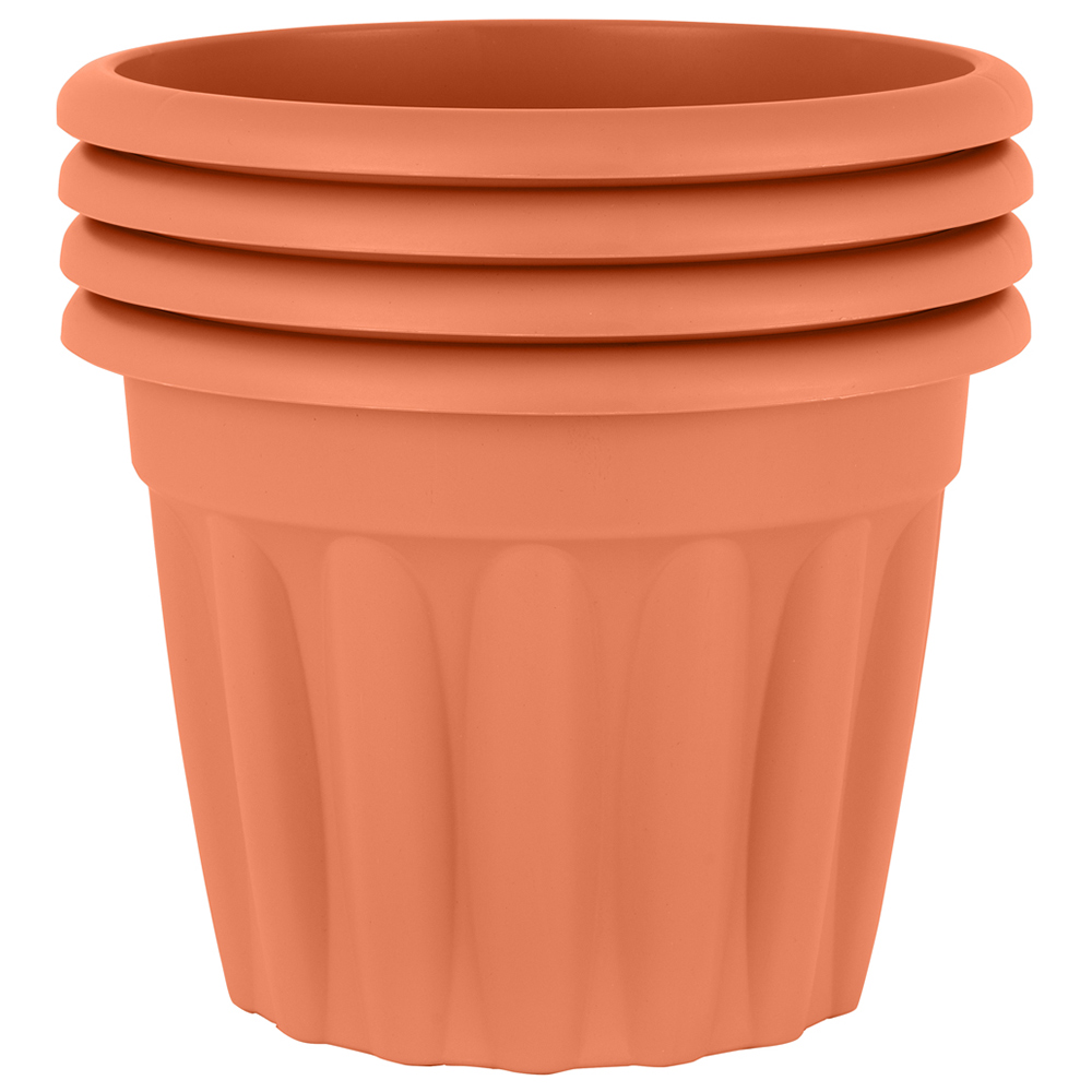 Wham Vista Terracotta Recycled Plastic Round Planter 40cm 4 Pack Image 1