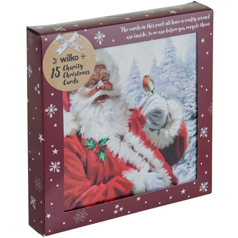 Wilko Traditional Santa Card 15 Pack Image 1