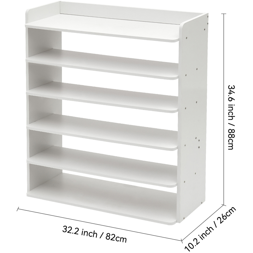 H&O Direct 6 Shelf White Shoe Rack Image 6
