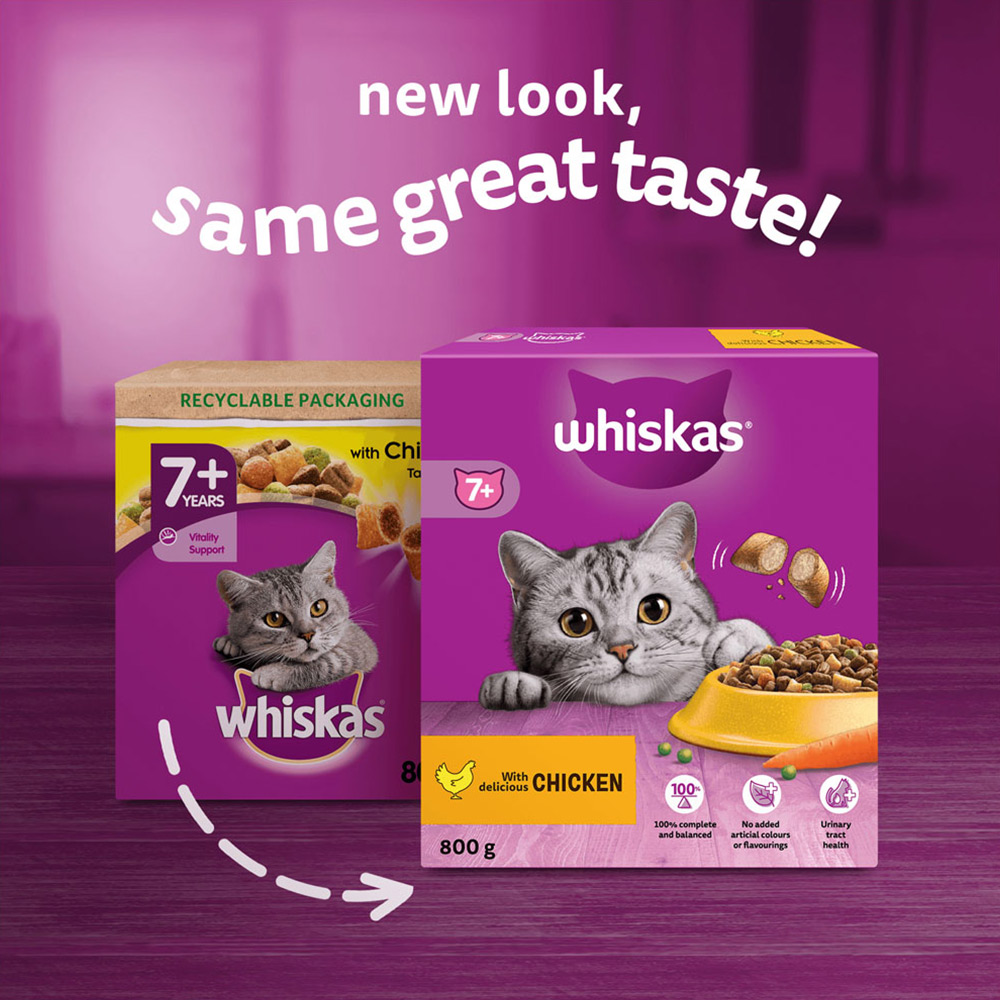 Whiskas Senior Chicken Flavour Dry Cat Food 800g Image 8