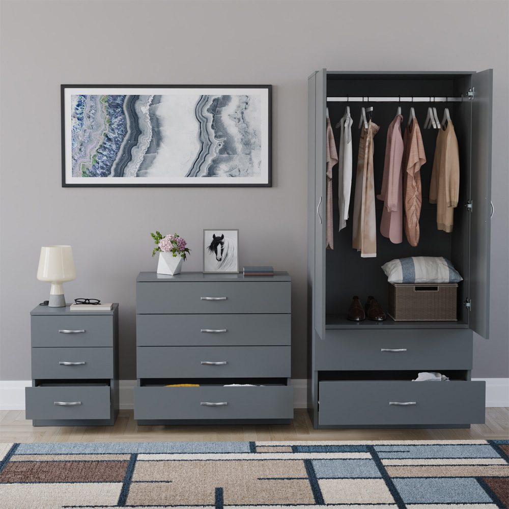 VIDA DESIGNS Riano Grey 3 Piece Bedroom Furniture Set Image 3