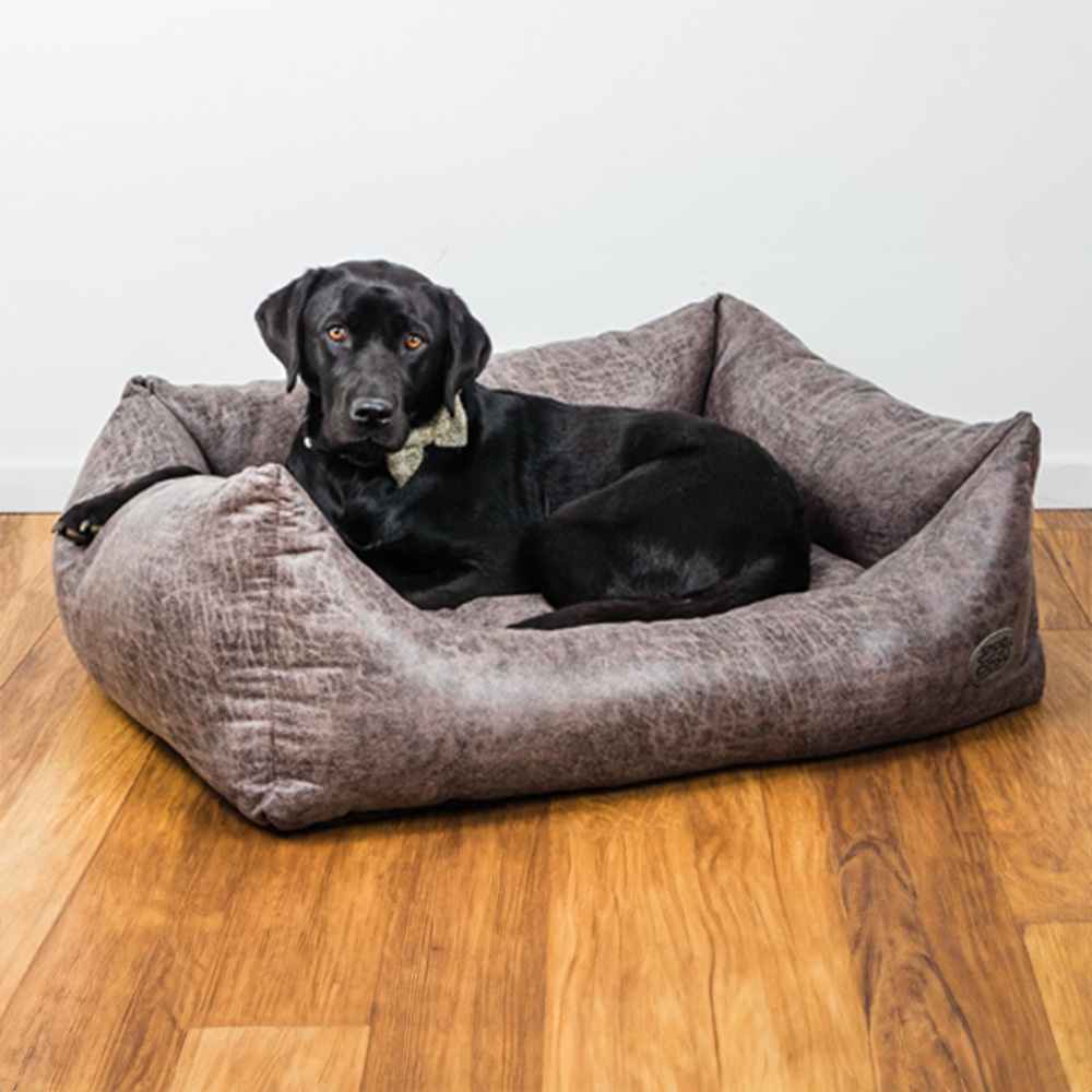 Snug & Cosy Rhodeo Small Faux Leather Dark Grey Rectangle Pet Bed Image 2