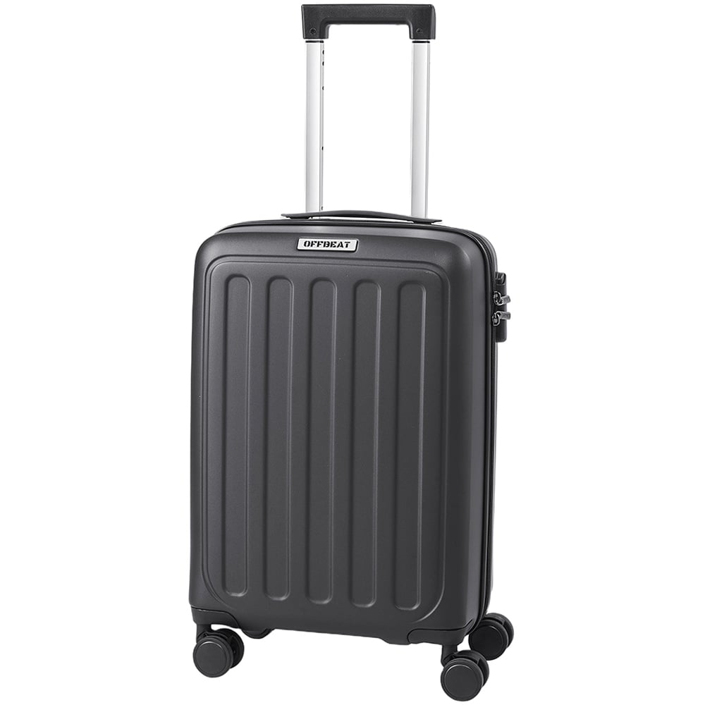 H&O Direct Black Wide Vertical Stripe Hardside Carry-On Suitcase with Spinner Wheels Image 1