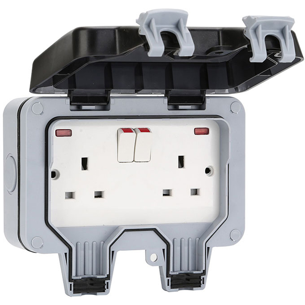 ENER-J 2 Gang 13A Twin BS Sockets with Switch Image 1