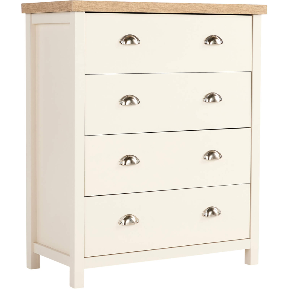Home Source Avon 4 Drawer Cream and Oak  Dual Tone Chest of Drawers Image 2