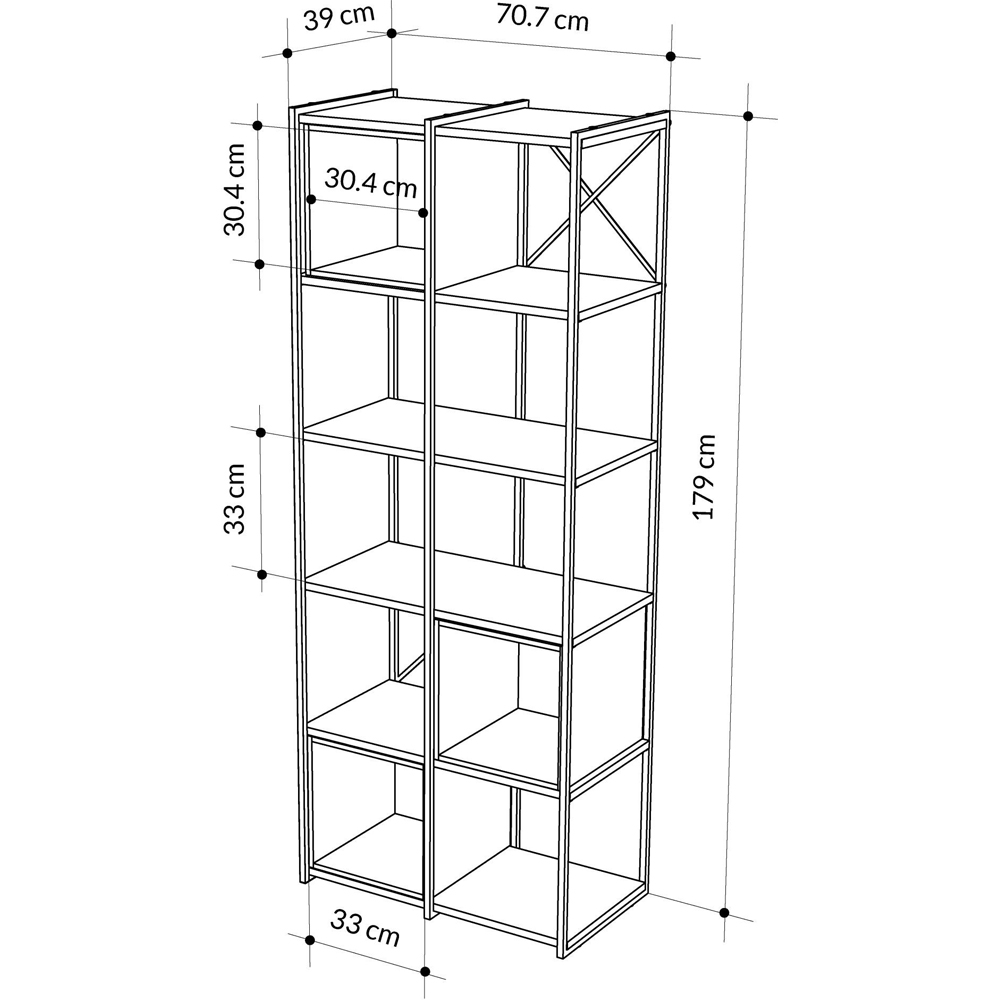 Decortie Vale Midi 10 Shelf Black Wood and Cinnamon Bookcase Image 7