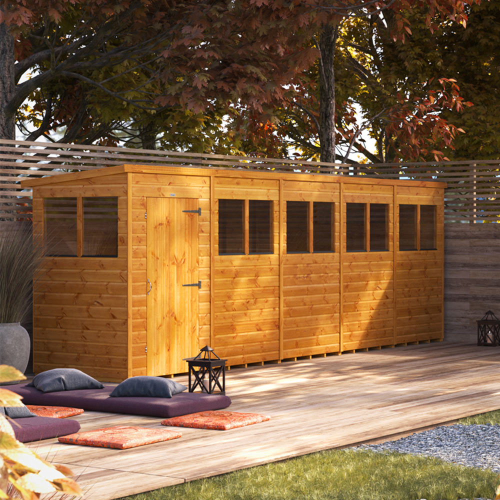 Power Sheds 20 x 4ft Pent Wooden Shed with Window Image 2