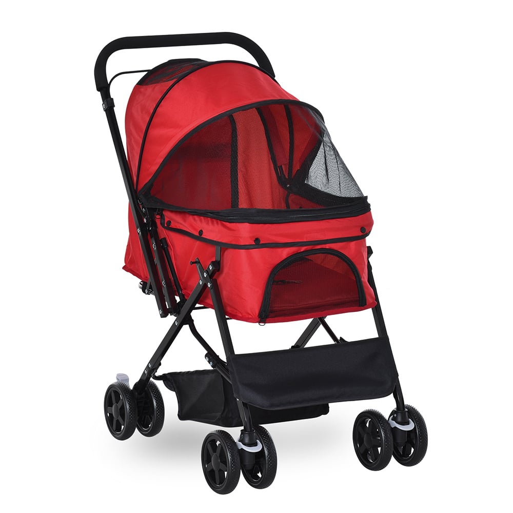 PawHut Reversible Pet Stroller Red Image 1