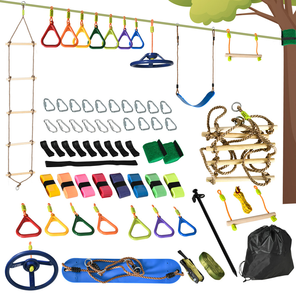 Outsunny Kids Climbing Rope Set with Rope Ladder and Carry Bag Image 1