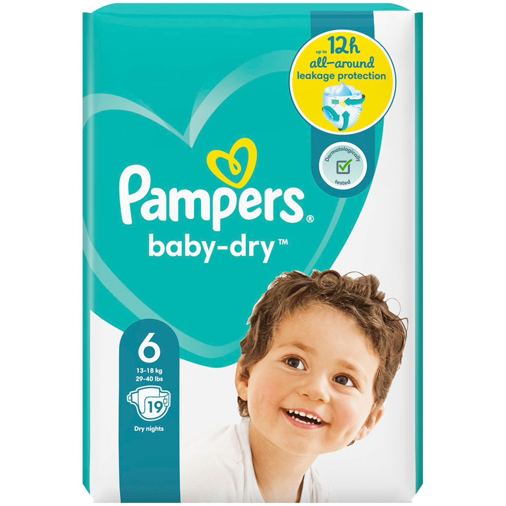 Pampers Baby Dry Nappies Size 6 x 19 Pack Image 2