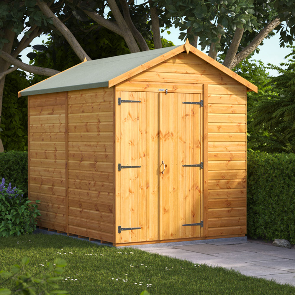 Power Sheds 8 x 6ft Double Door Apex Wooden Shed Image 2