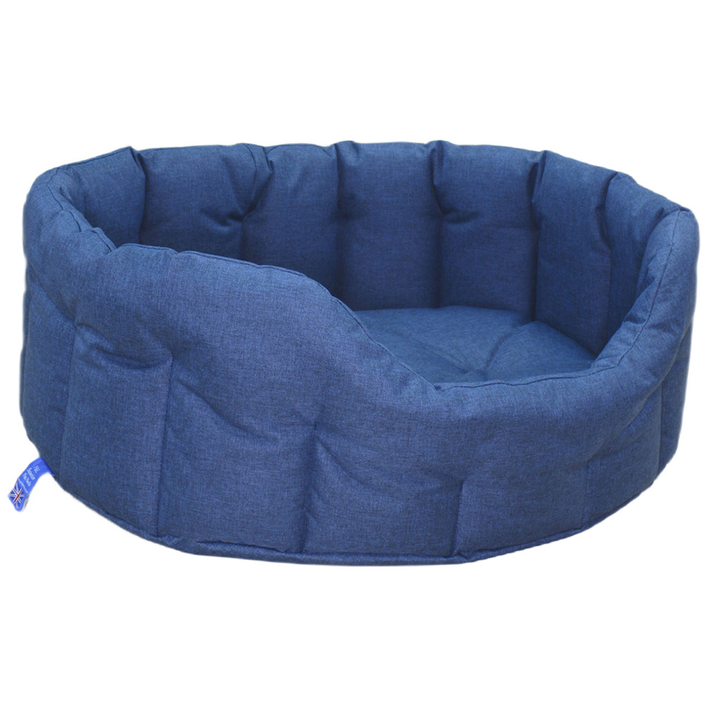 P&L Medium Navy Oval Waterproof Dog Bed Image 1