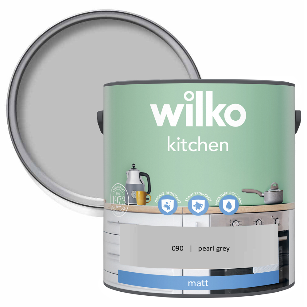 Wilko Kitchen Pearl Grey Matt Emulsion Paint 2.5L Image 1