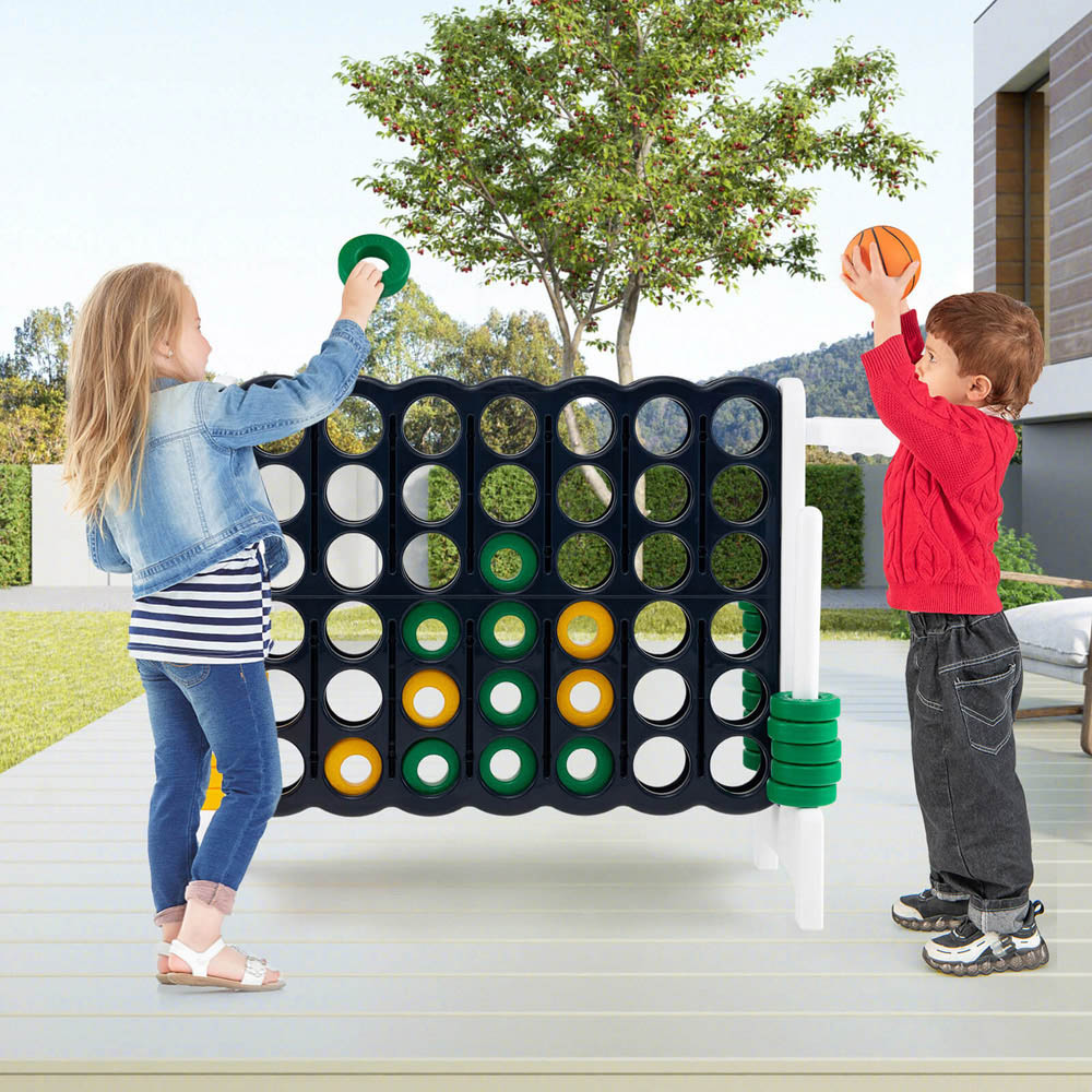 Costway White and Black Giant 4 In A Row Connect Game Set with 42 Rings Image 2