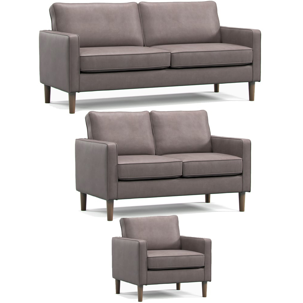 Bexhill 6 Seater Grey Faux Leather Sofa Suite Image 2