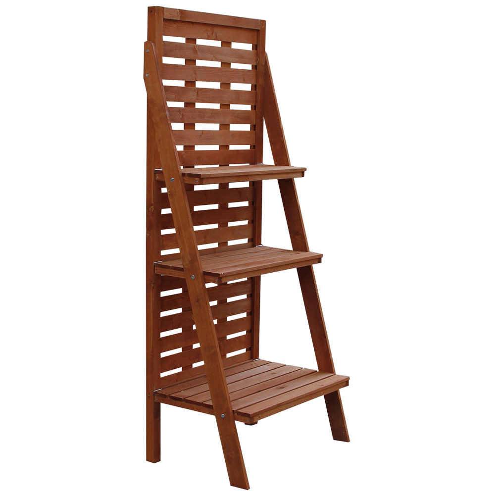 Outsunny 3 Tier Wooden Ladder Plant Stand Image 1