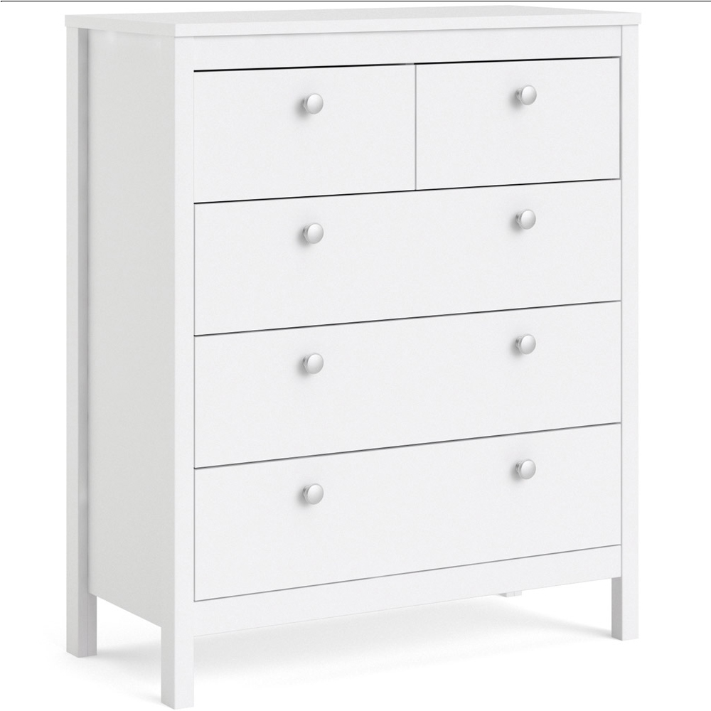 Florence Madrid 5 Drawer White Chest of Drawers Image 2