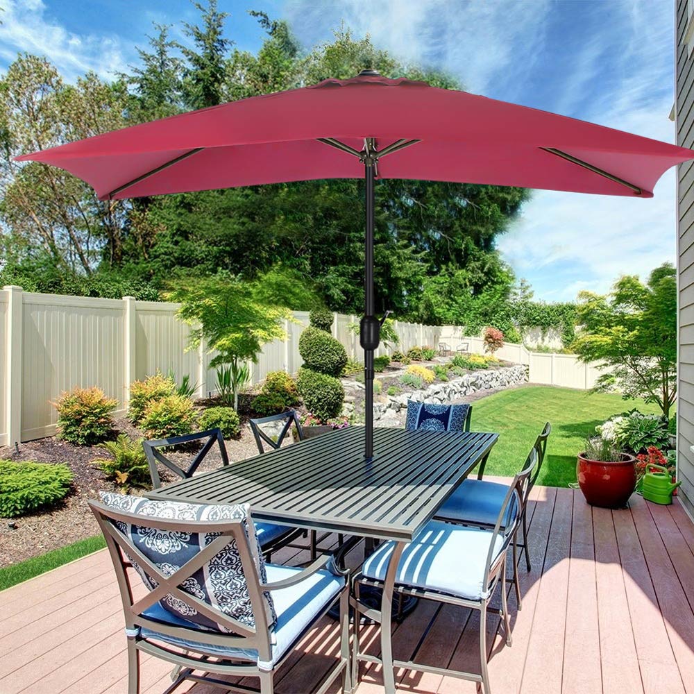 Living and Home Red Square Crank Tilt Parasol with Round Base 3m Image 7
