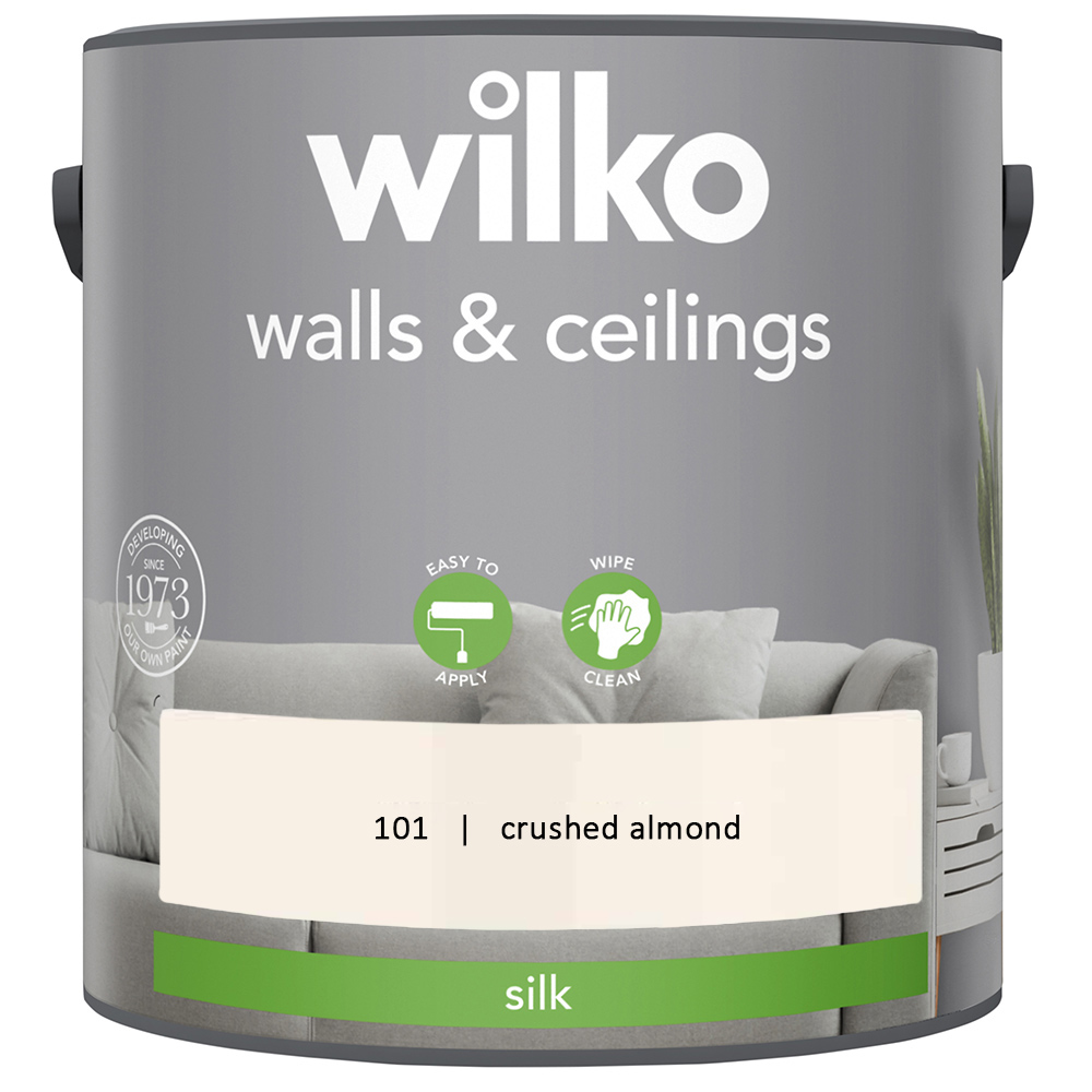 Wilko Walls & Ceilings Crushed Almond Silk Emulsion Paint 2.5L Image 2