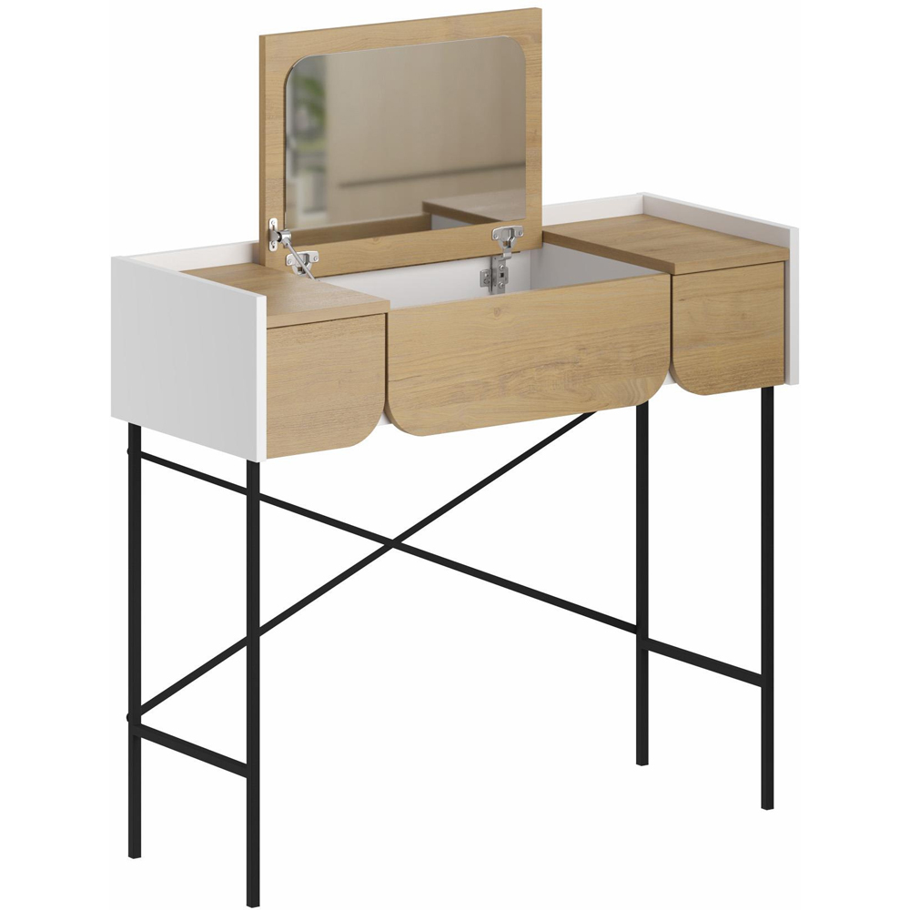 Decortie Terra 2 Drawer Sapphire Oak Dressing Table with Mirror Image 3