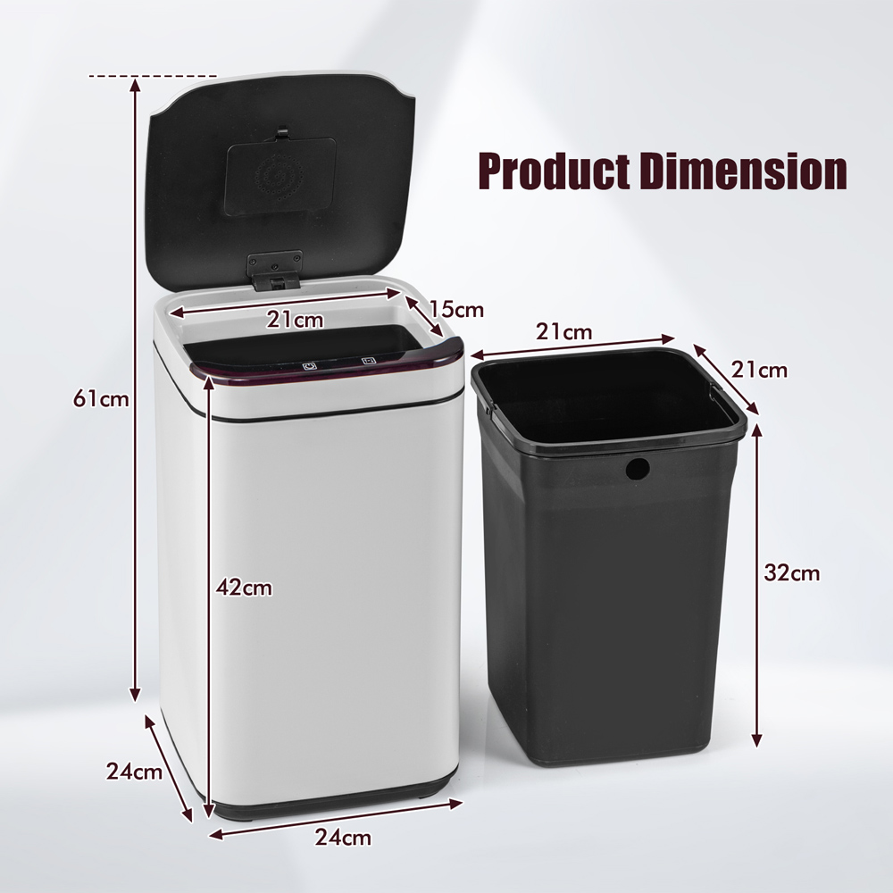 Costway White Intelligent Touchless Bin 13L Image 8