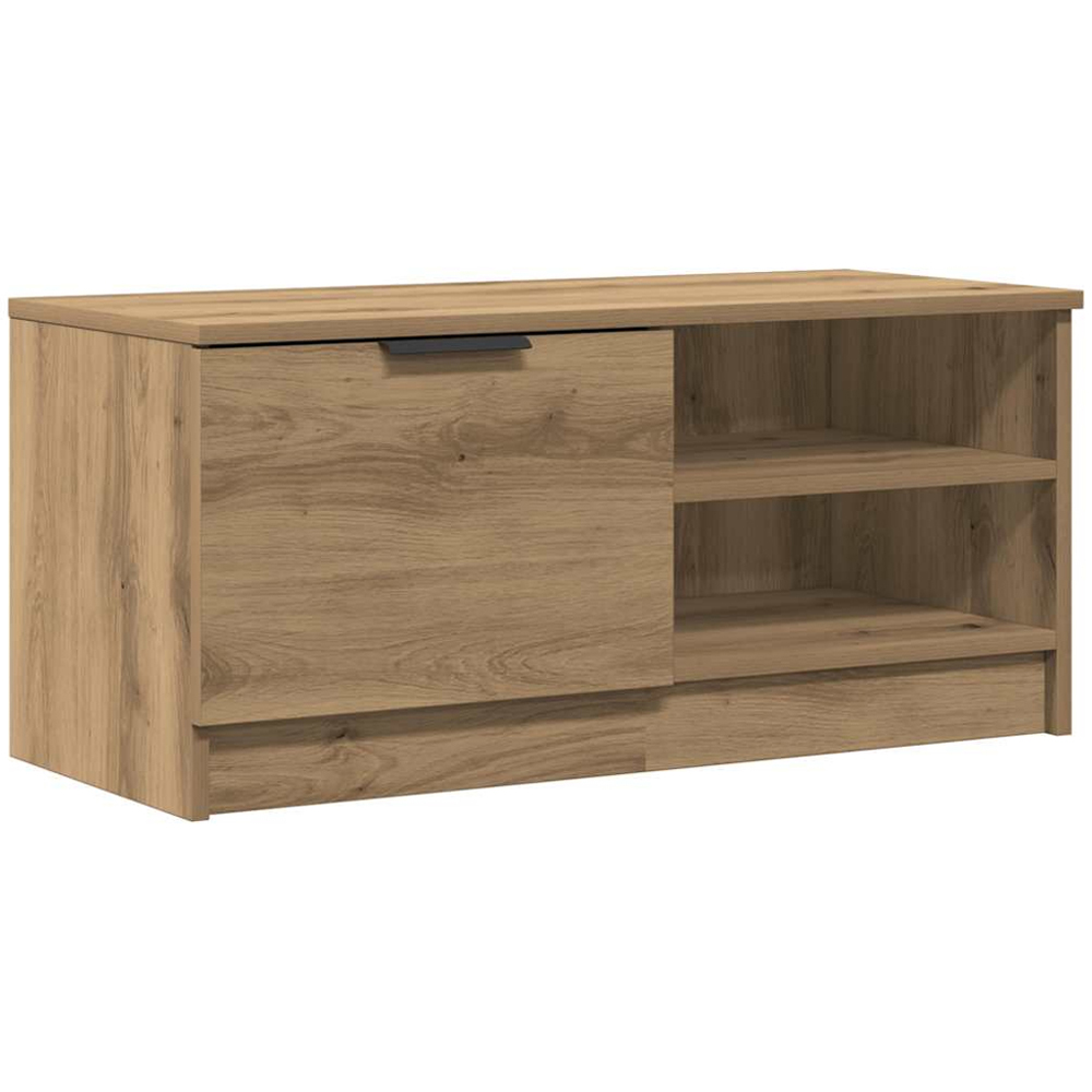 vidaXL Single Door 2 Shelf Artisan Oak TV Cabinet Set of 2 Image 4