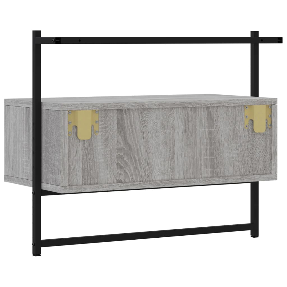 vidaXL 2 Drawer Grey Sonoma Wall Mounted TV Cabinet Image 5