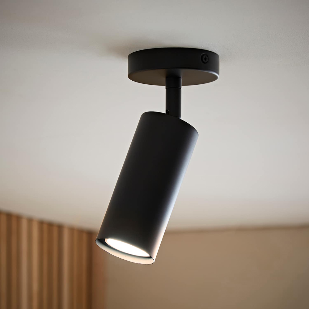 ValueLights Taylor Matte Black Tube Adjustable Ceiling Spotlight with Bulb Image 6