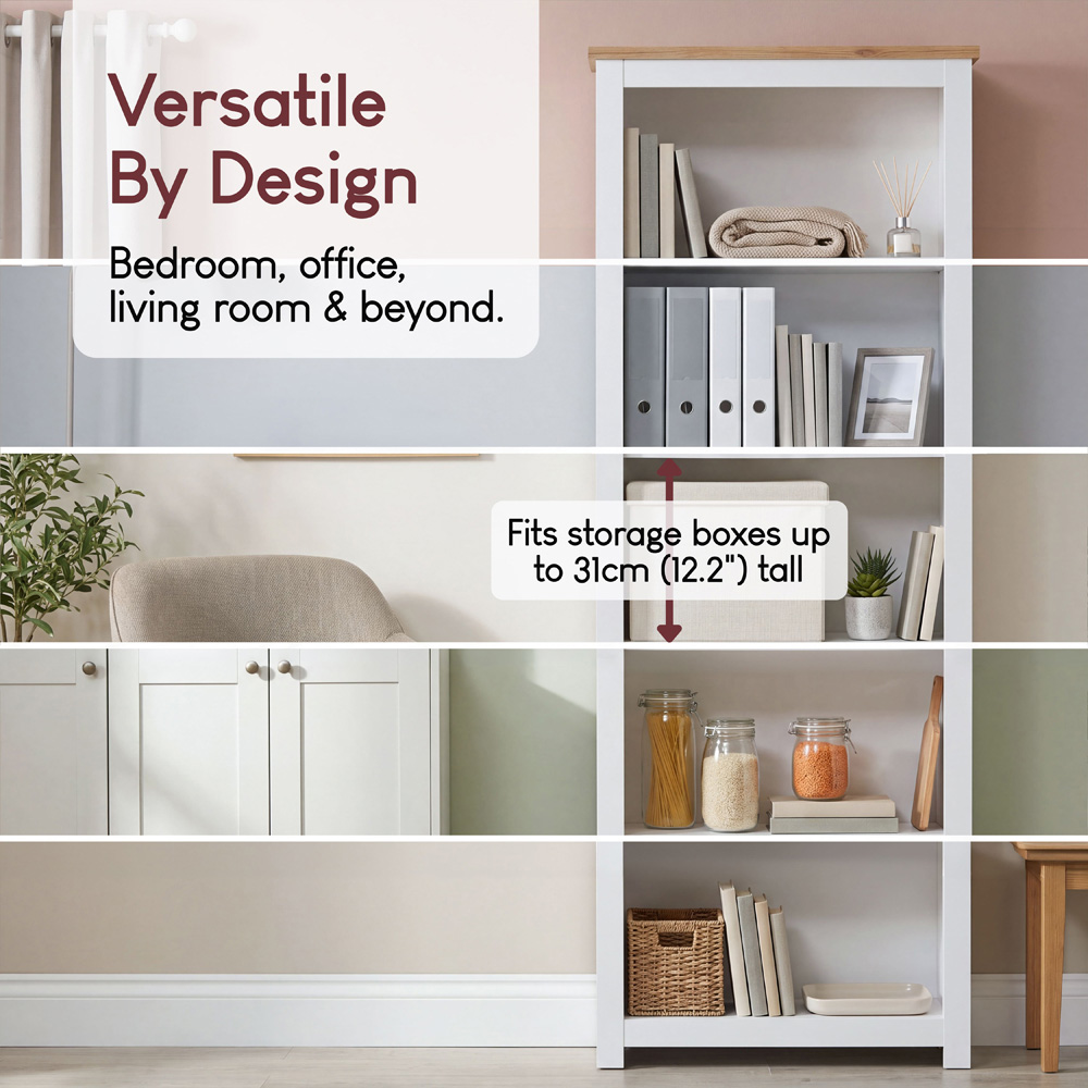 VIDA DESIGNS Arlington 5 Shelf White Bookcase Image 4
