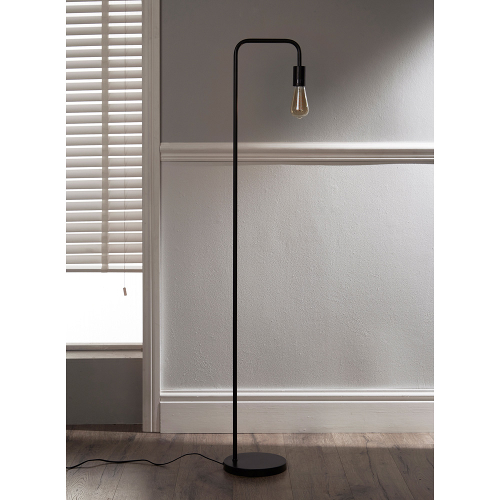 Kliving Caitlin Black Industrial Filament Bulb Floor Lamp Image 2