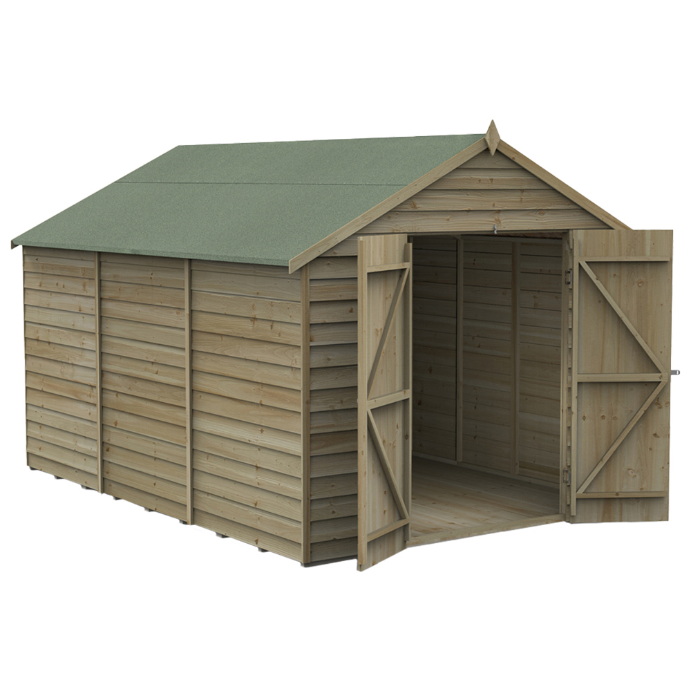 Forest Garden 8 x 12ft Double Door Pressure Treated Overlap Apex Shed Image 2