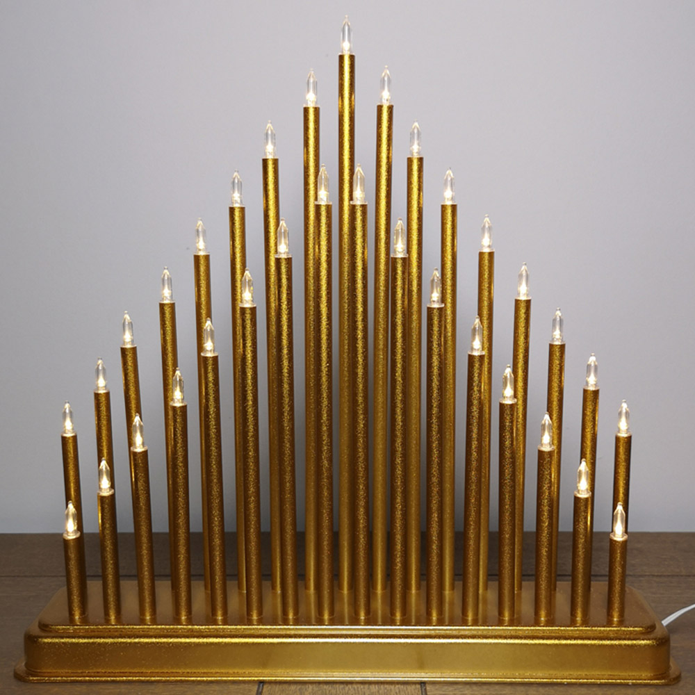 Premier 33 LED Gold Christmas Candle Bridge Image 1