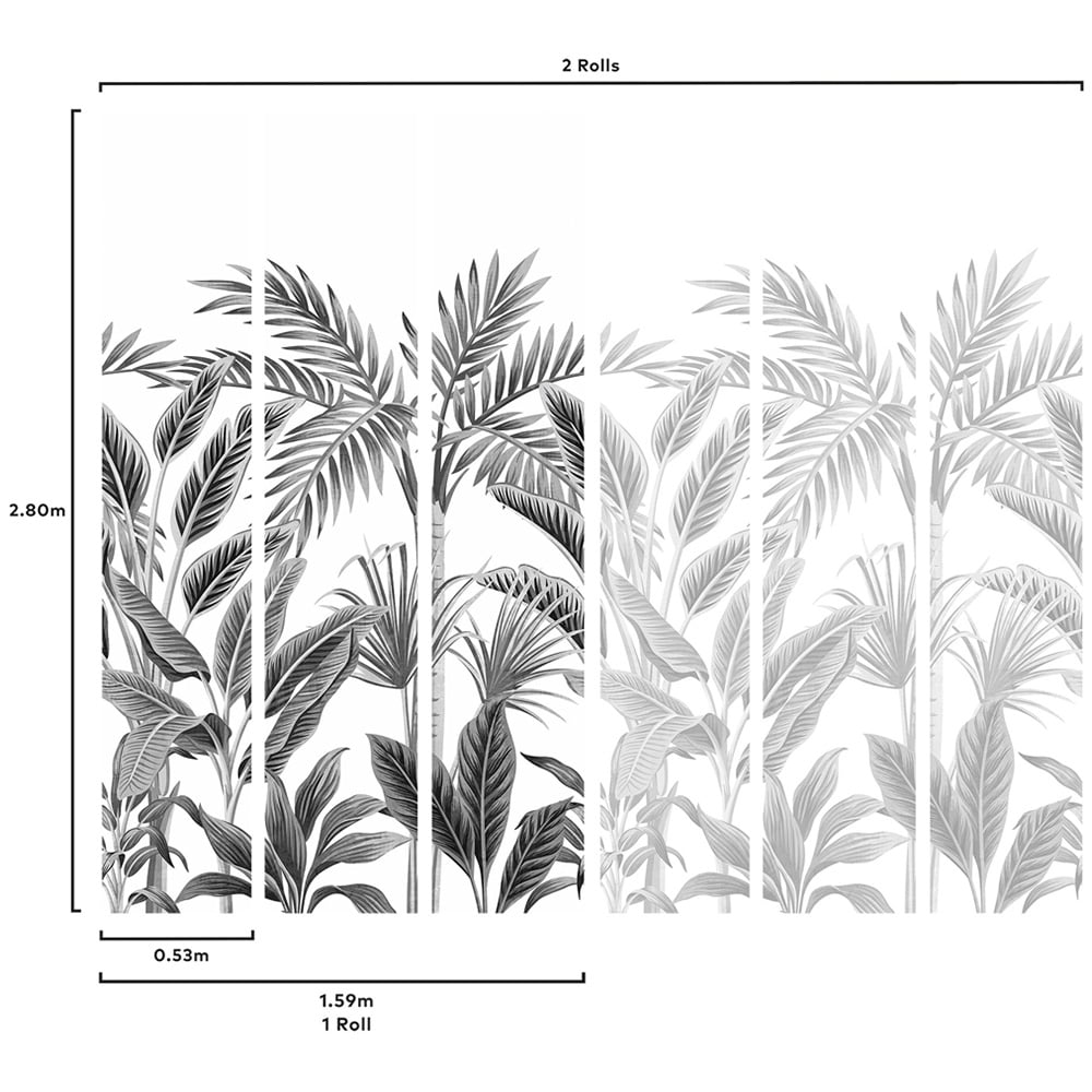 Grandeco Paysage Palm White 3 Lane Wall Mural Image 4