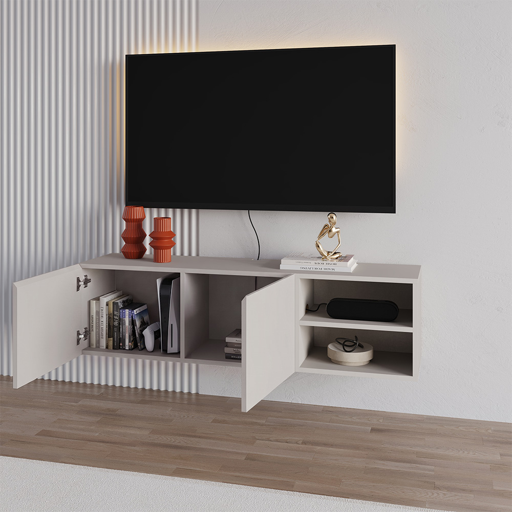 Decortie Conrad 2 Door 2 Shelf Sandstone TV Unit Image 6
