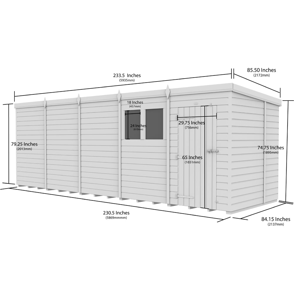 DIY Sheds 20 x 7ft Tongue and Groove Timber Pent Garden Shed Image 9