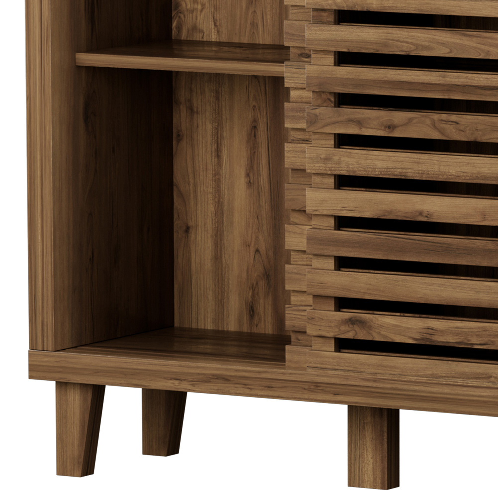 Flexi Storage Erik 2 Door Mango Wood Effect Slatted Petite Sideboard Image 6