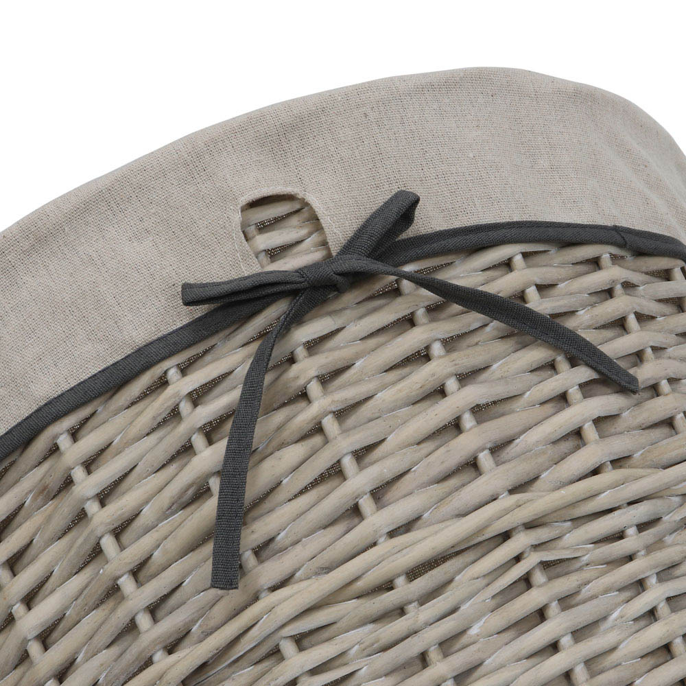 JVL Arianna Grey Round Tapered Willow Linen Laundry Basket 65L Image 4