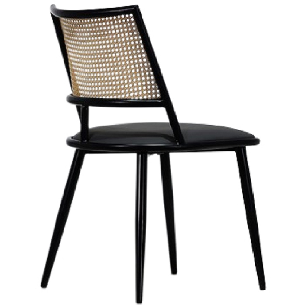 Furniture One Set of 2 Black Rattan Mid-Century Dining Chair Image 5