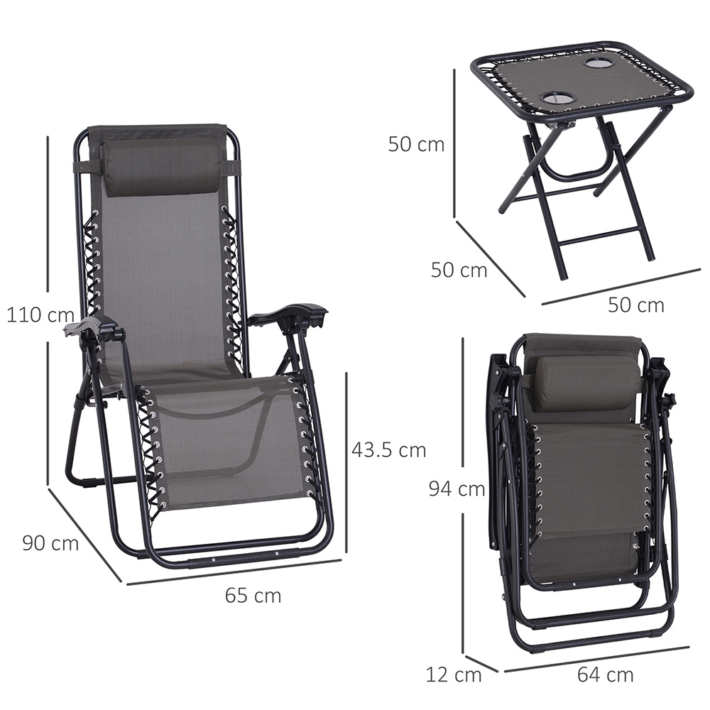 Outsunny Set of 2 Folding Chairs with Table Image 9
