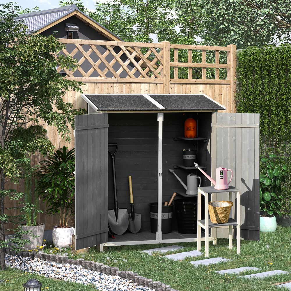 Outsunny 4.2 x 2.3ft Double Door Tool Shed Image 2