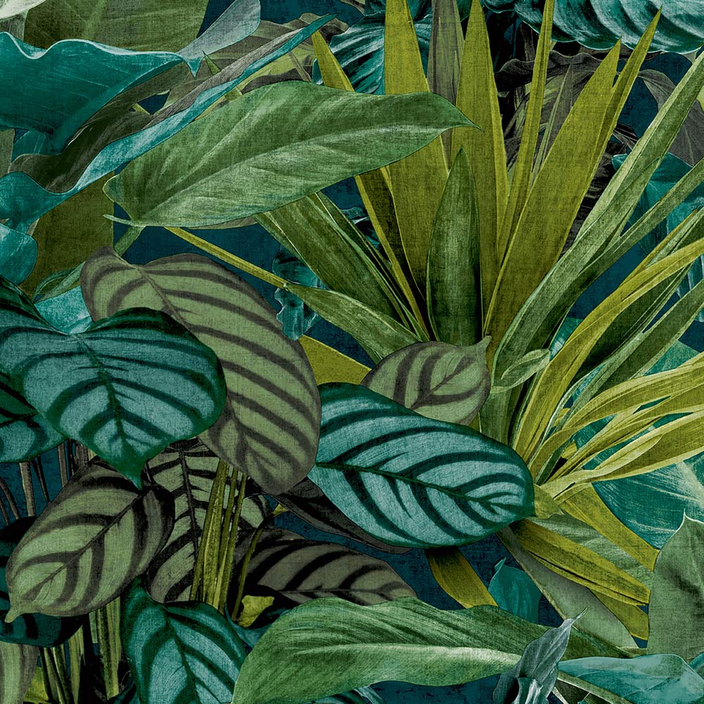 Grandeco Tropical Vista Green Teal Wallpaper Image 1