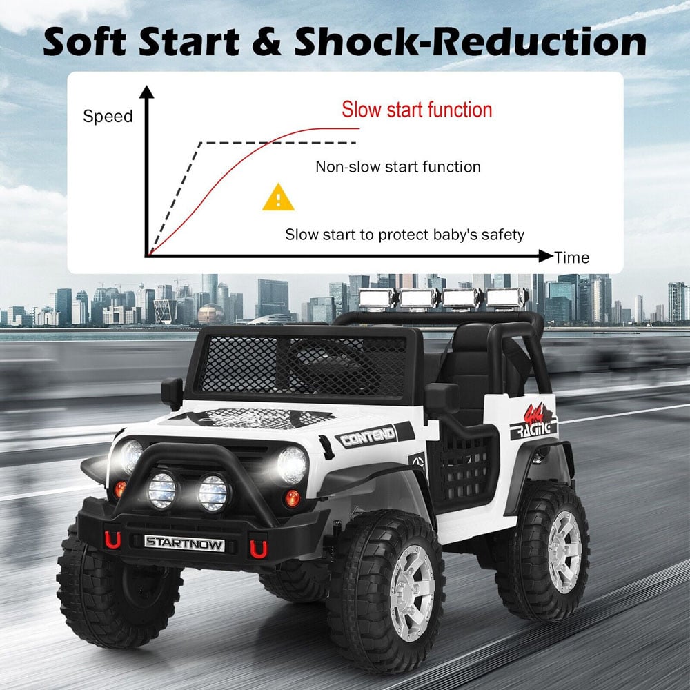 Costway White 2 Seater Kids Ride on Truck with Remote Control Image 7