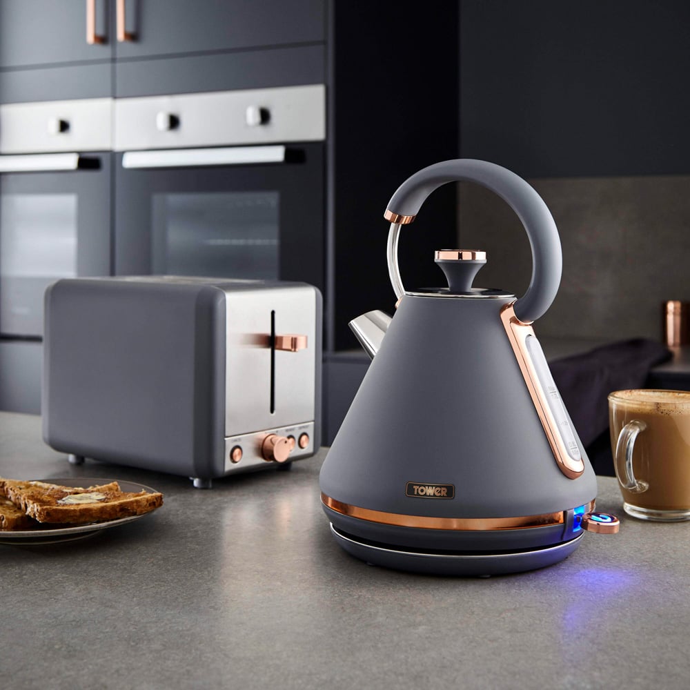 Tower Cavaletto EEJB227 Grey and Rose Gold 4 Slice Toaster and 1.7L Kettle Set Image 7