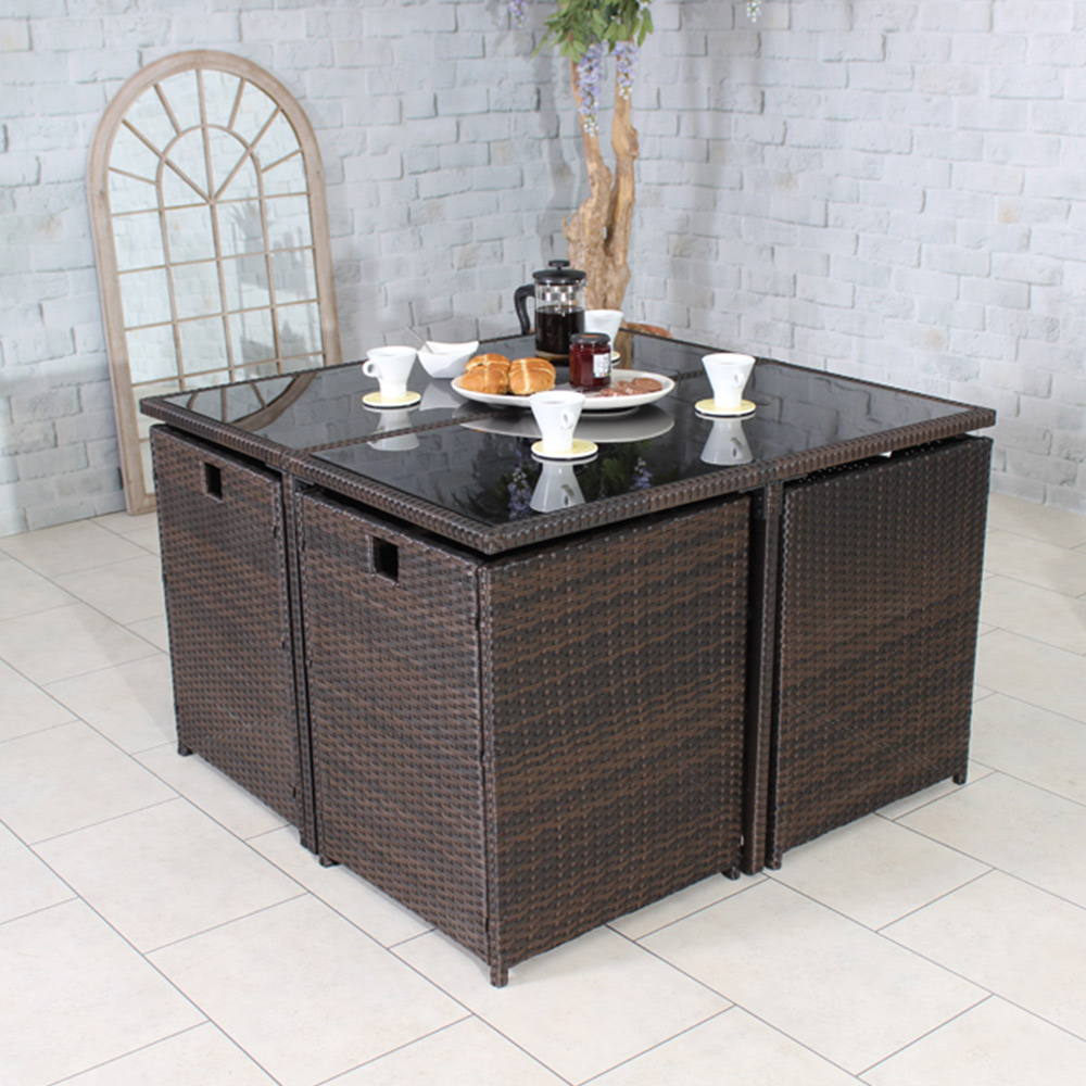 Royalcraft Cannes 8 Seater Cube Dining Set Brown Image 11