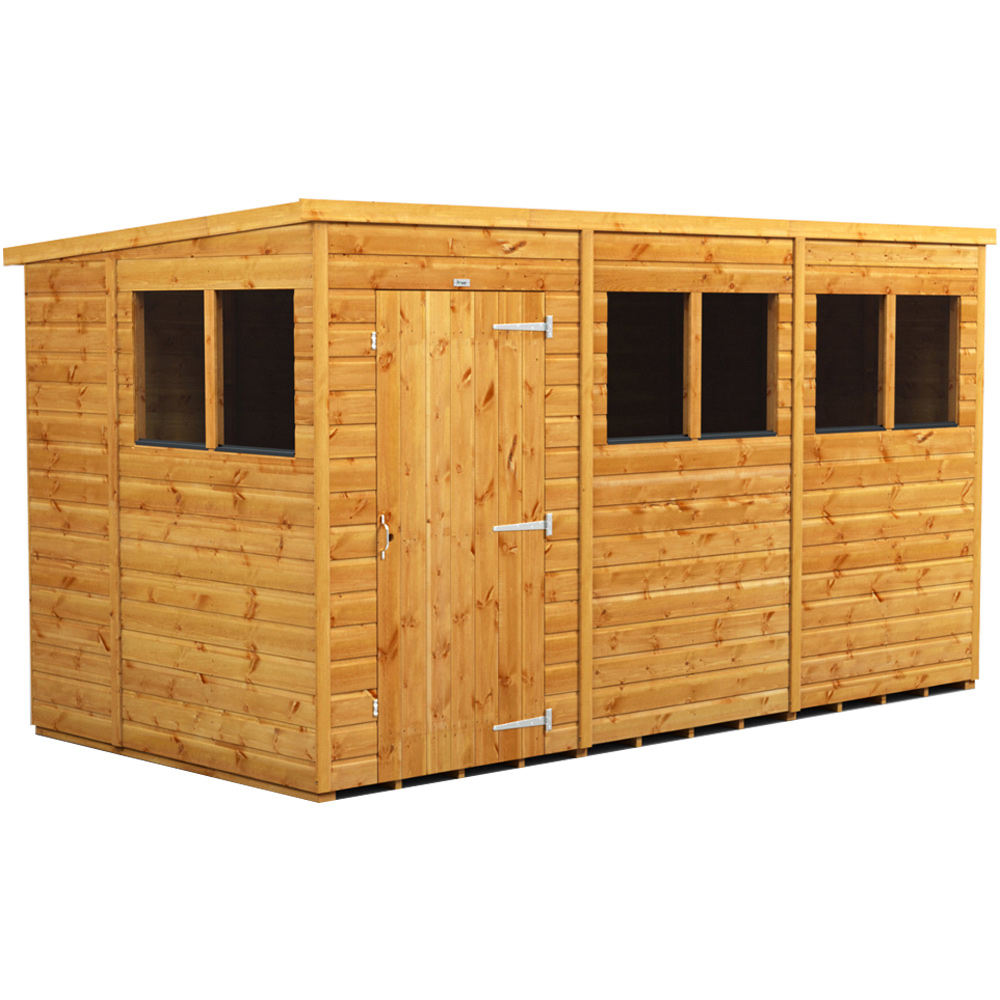 Power Sheds 12 x 6ft Pent Wooden Shed with Window Image 1