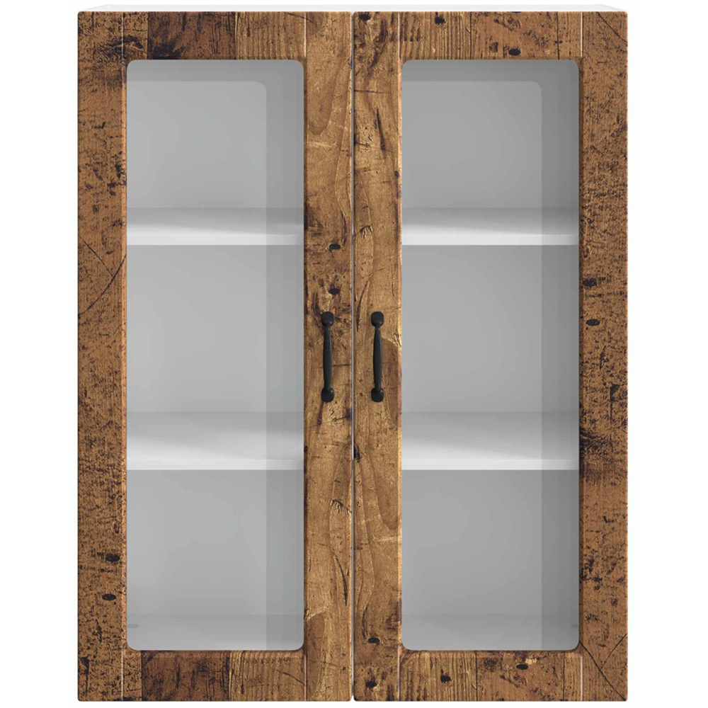 vidaXL 2 Glass Door Old Wood Kitchen Wall Cabinet Image 4