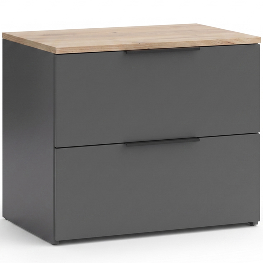 Shefa Line MODU 60 2 Drawer Graphite and Wotan Oak Chest of Drawers Image 2